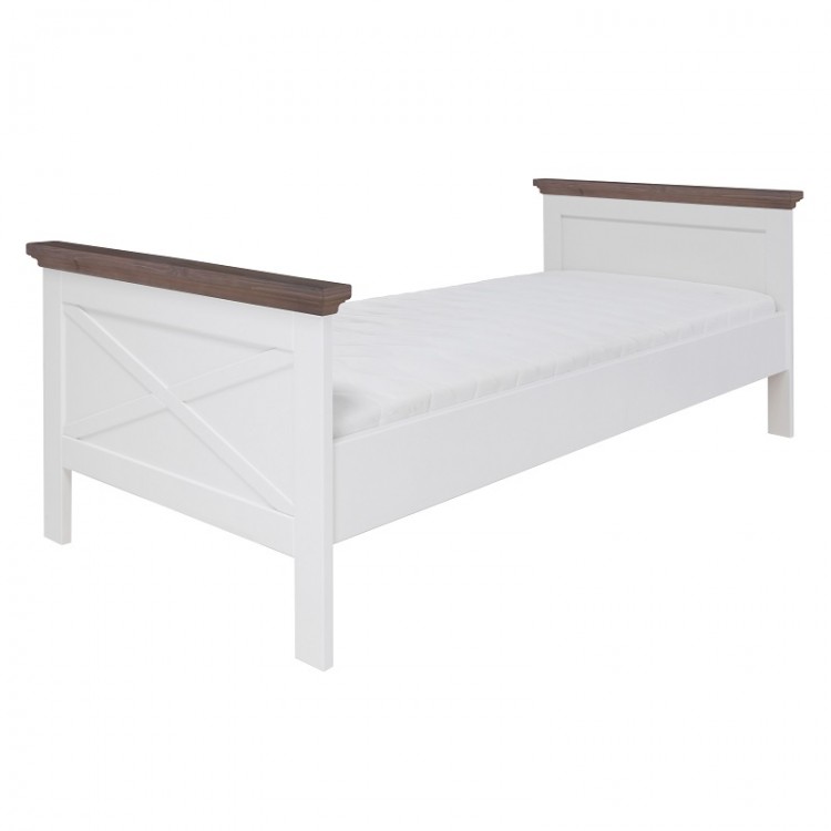 11703090-3 Savona white/grey (с орнаментом) Односпальная кровать 90*200 ц.Белый/Серый